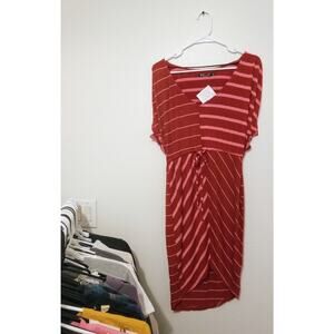 VOLCOM y2k Striped Dress Pink and red stretchy sleeveless midi dress SZ S/P